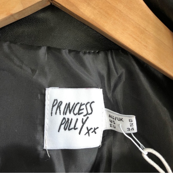 BNWT Princess Polly Black Breakeven PU Jacket Biker Motorcycle Vegan Leather - Picture 12 of 16